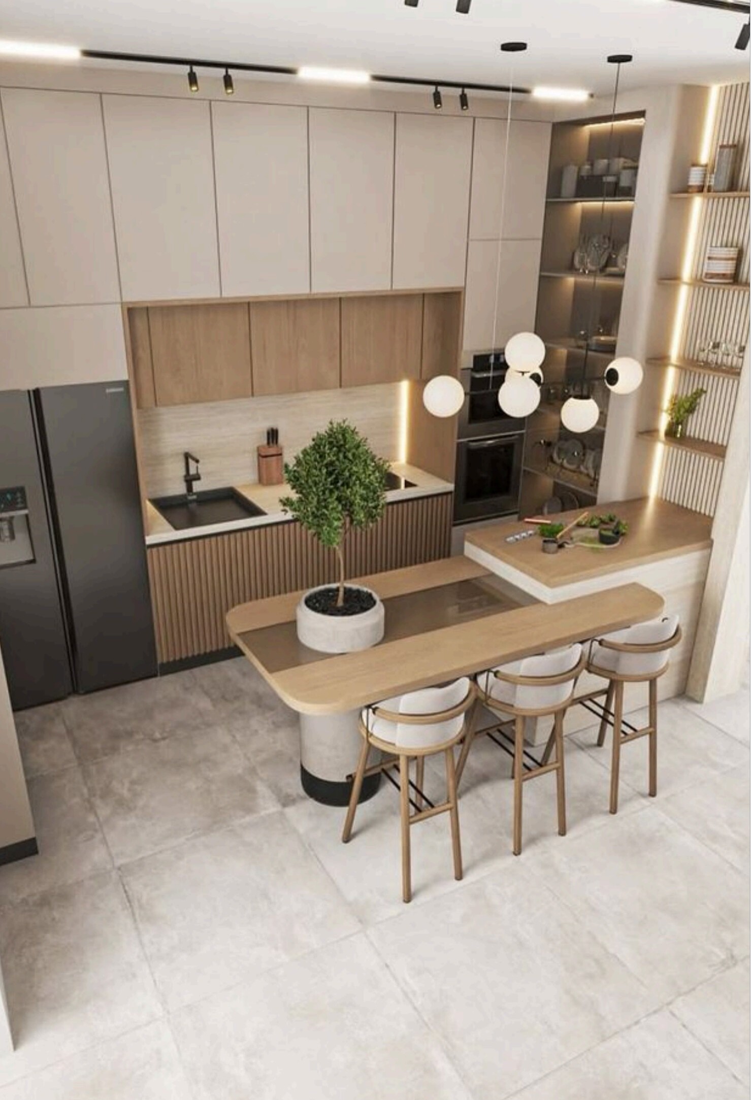 Peninsula kitchen with breakfast bar